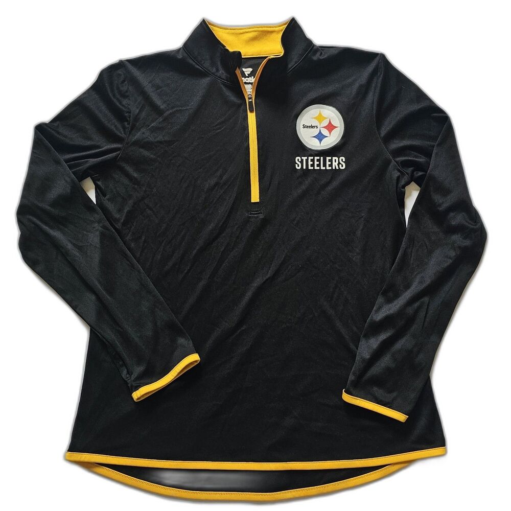 Pittsburgh Steelers Quarter Zip Jacket Womens Medium Black Yellow Fanatics